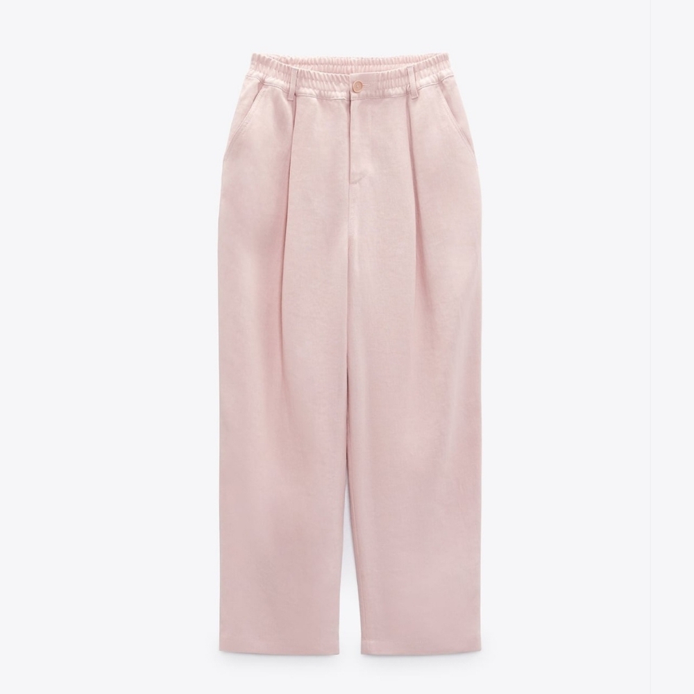 Light pink Zara linen blend pants in Size Medium - Picture 2 of 6